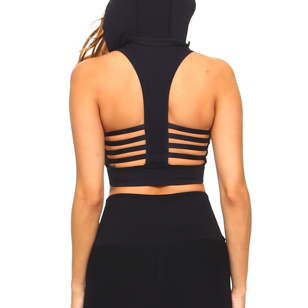 Hoodie open back sport bra detachable hoodie